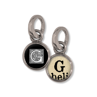 Initial Charm, G, initial, dot initial, bubble glass, charm, Small initial charm, G, Pick Up Sticks Jewelry, Collage charms, Photo jewelry, Vintage Photo charms, Photo charms, Pick Up Sticks Jewelry, Collage charms, Photo jewelry, Vintage Photo charms