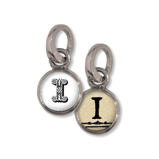 Initial Charm, I, initial, dot initial, bubble glass, charm, Small initial charm, I , Pick Up Sticks Jewelry, Collage charms, Photo jewelry, Vintage Photo charms, Photo charms, Pick Up Sticks Jewelry, Collage charms, Photo jewelry, Vintage Photo charm