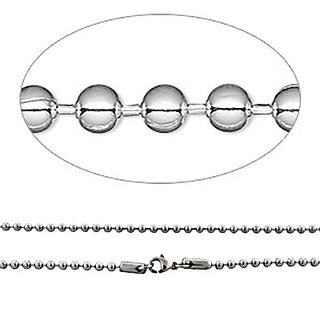 Stainless Steel Bead Chain Necklace 24" (3mm)